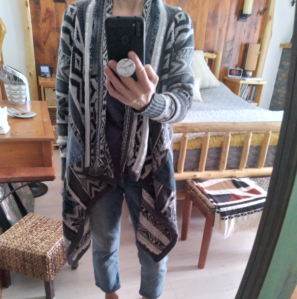 Sweater with Denim Pocket Details
